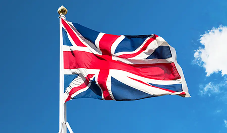 Union Jack flag waving proudly